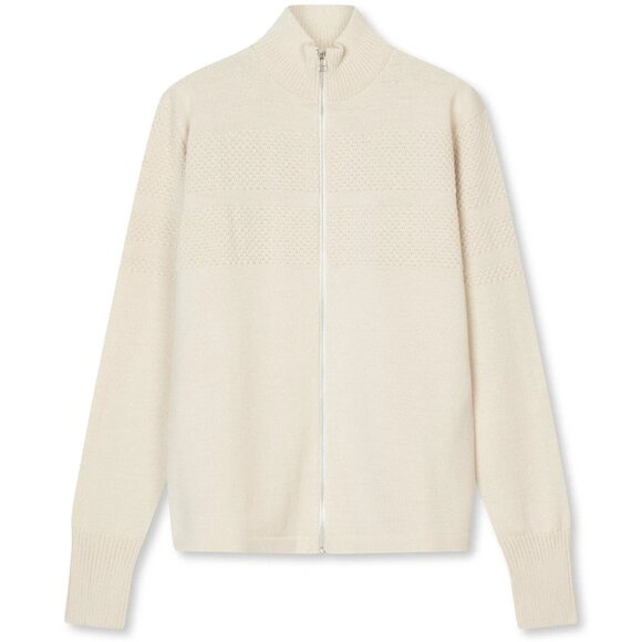 Mads Norgaard Wool Klemens Zip Knit (Vanilla Ice) - Picture 1 of 10